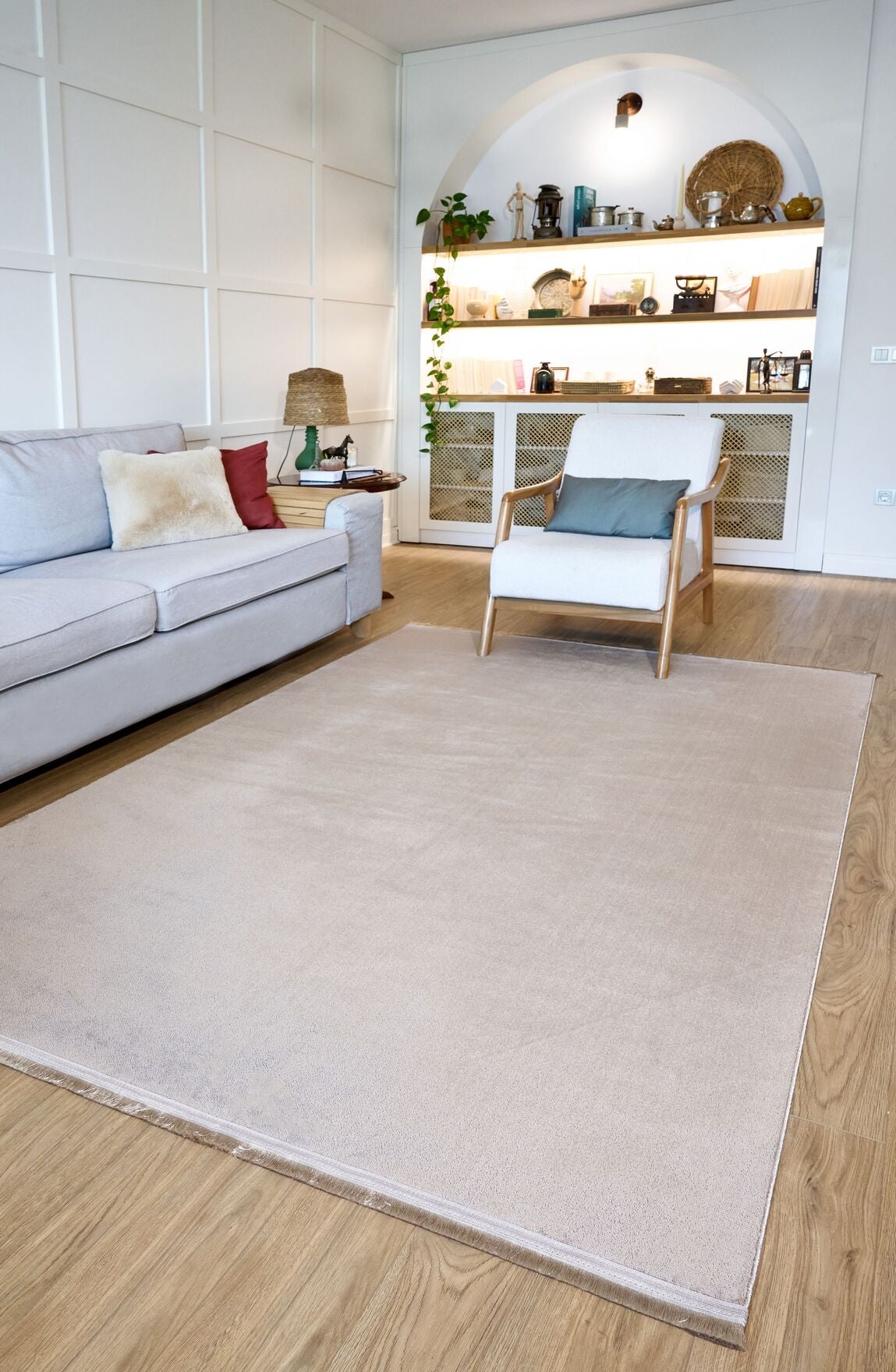 Yoga 5013 Bej - Kaymaz Yıkanabilir Halı | Yumuşak Dokulu Düz Renk Halı